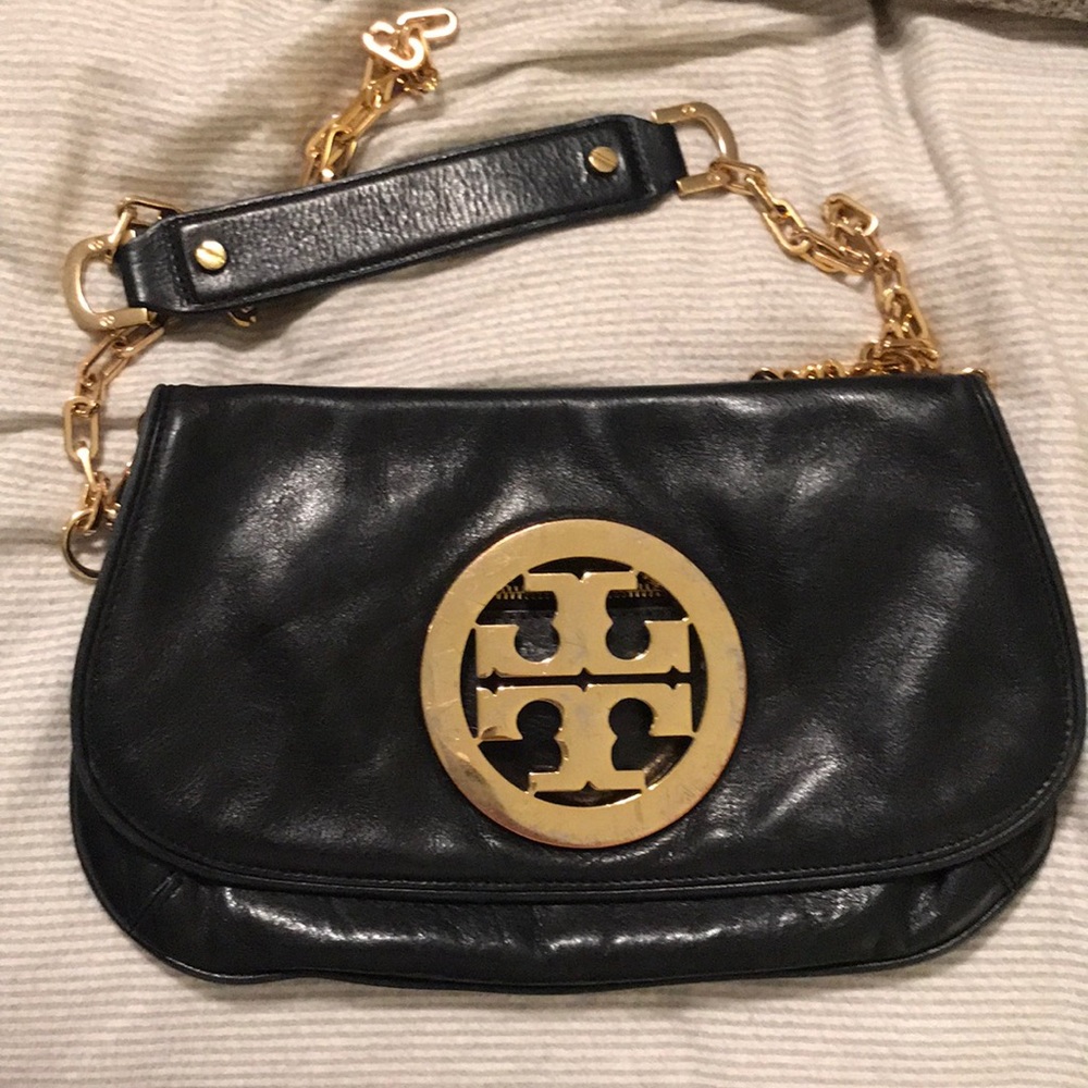 Authentic Tory Burch gold plate clutch with chain